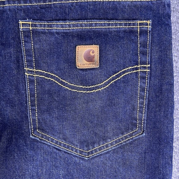 Carhartt Jeans Mens 32x32 Dark Blue Relaxed Straight Fit Cotton Denim Fit33.5x31 - Picture 15 of 15